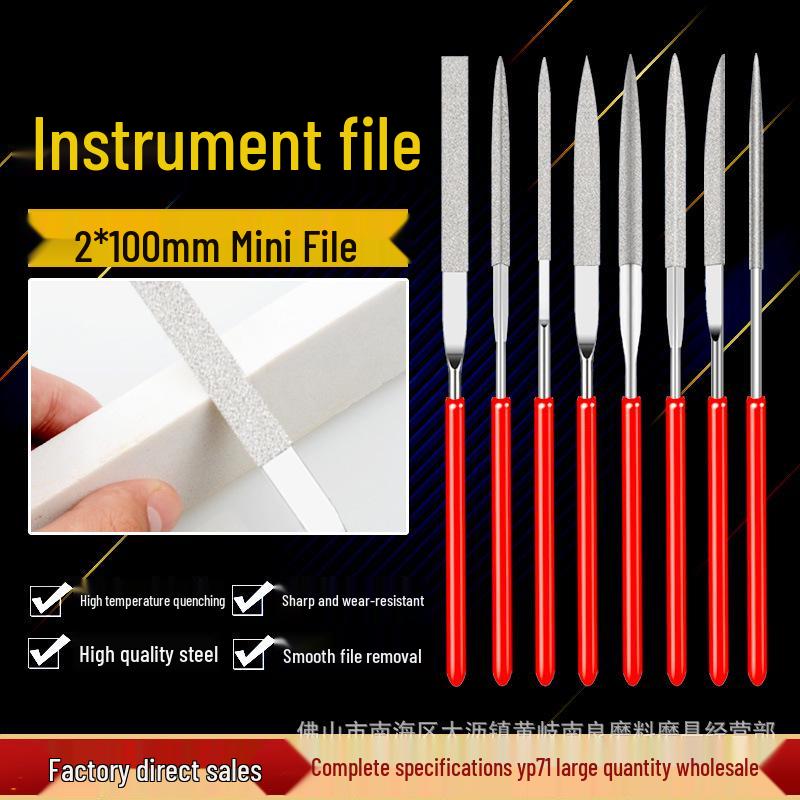 Diamond Grit Mini Nail Art File Set: 2x100 Assorted Files High-Quality 2x100 Round File Set of 10