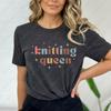 Knitting Queen Oneck Printed Cotton TShirt Womens Gift Bright Words Tee Unique Font Creative Trend Casual Style Tops De Mujer