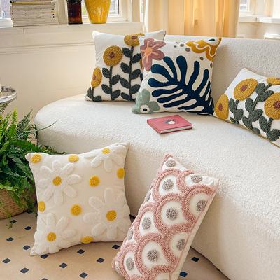 INS Pastoral Style Embroidered Cushion Fresh Couch Pillow Lumbar Support Pillow Bedside Office Cushion
