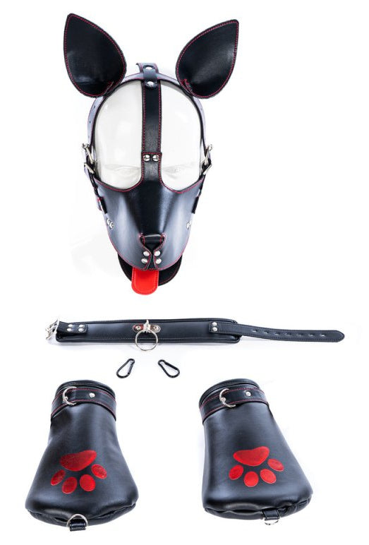 Kit Puppy 6 Pièces Noir-Rouge - Kinky Puppy - Puppy Play, Dildos Queue