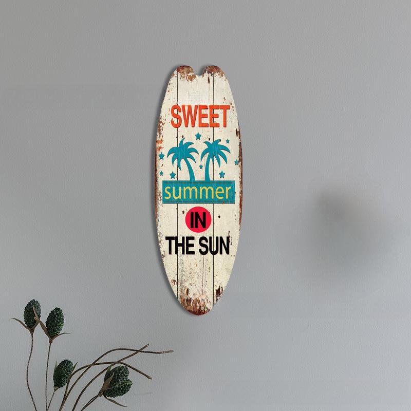 Summer Beach Ocean Themed Casual Decor Surfboard Wooden Bar Home Walls Vintage Decorated Wooden Boards