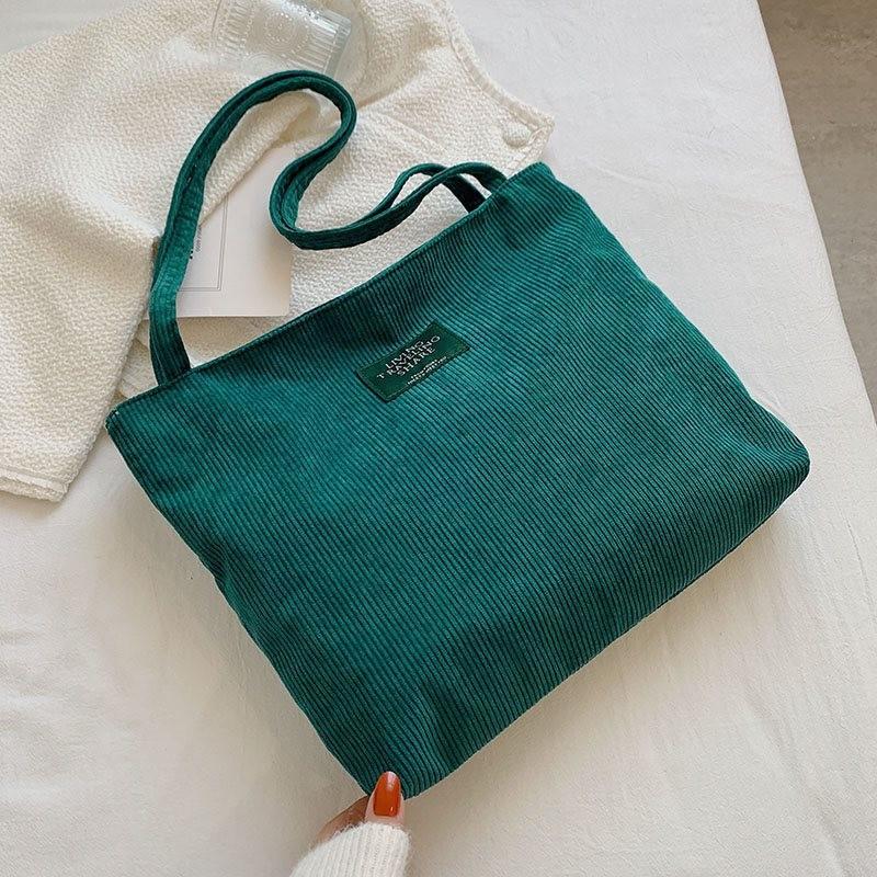 Stylish Corduroy Large Capacity Shoulder Bag For Women Perfect For School And Daily Use