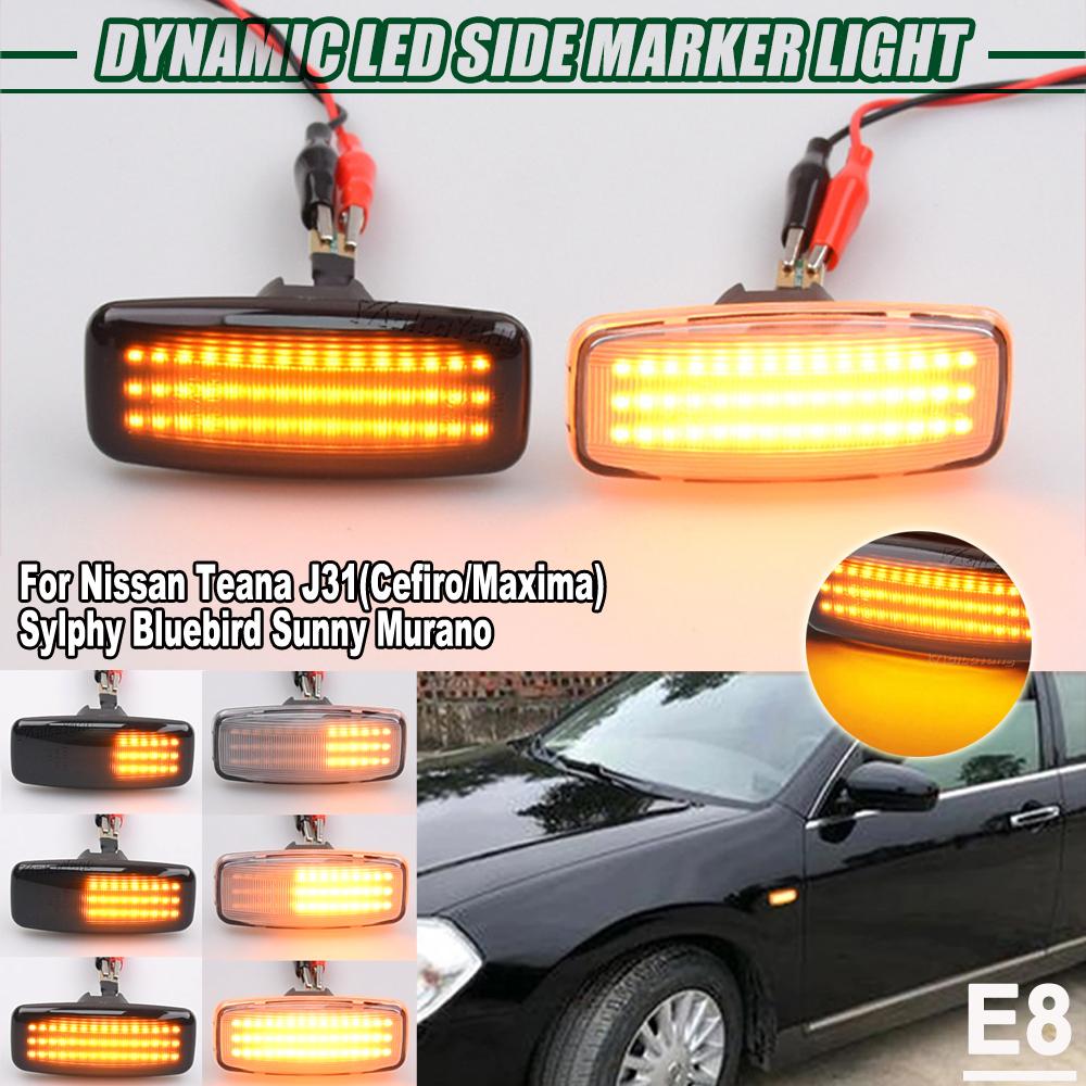 2pieces for Nissan Sylphy Bluebird Sunny Teana Murano Infiniti M35 FX45 FX35 QX60 Led Dynamic Side Marker Turn Signal Light