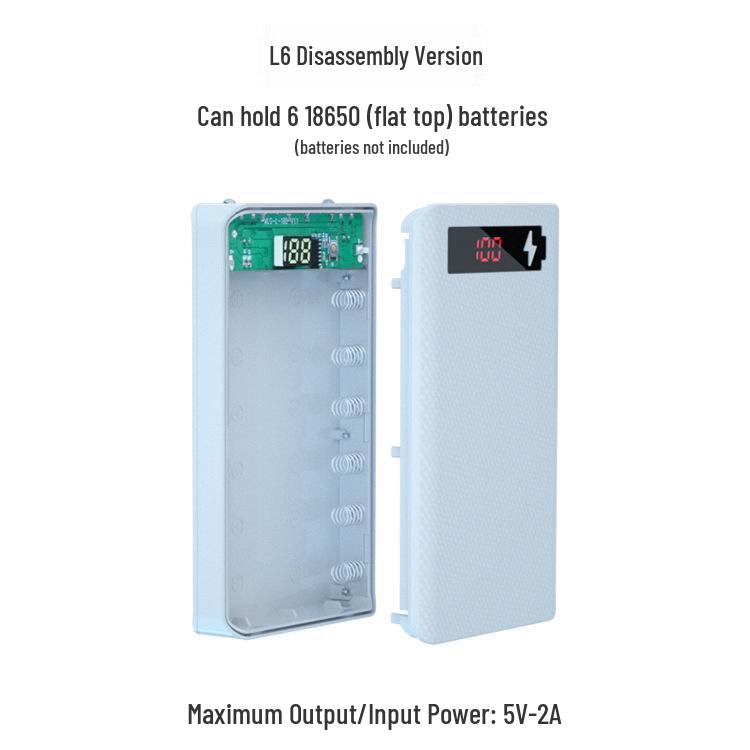 DIY Power Bank Kit: Solder-Free, Detachable Shell for 6x 18650 Batteries