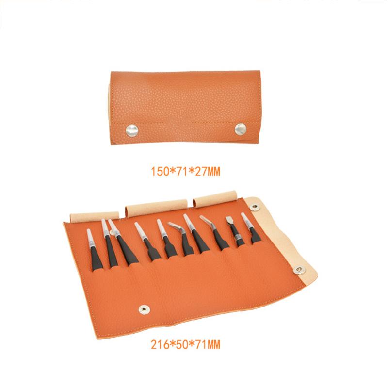 10-teiliges Präzisions-Antistatik-Pinzetten-Set aus Edelstahl mit Ledertasche Wartungswerkzeuge Professionell Gerade gebogen ESD Beauty-Set