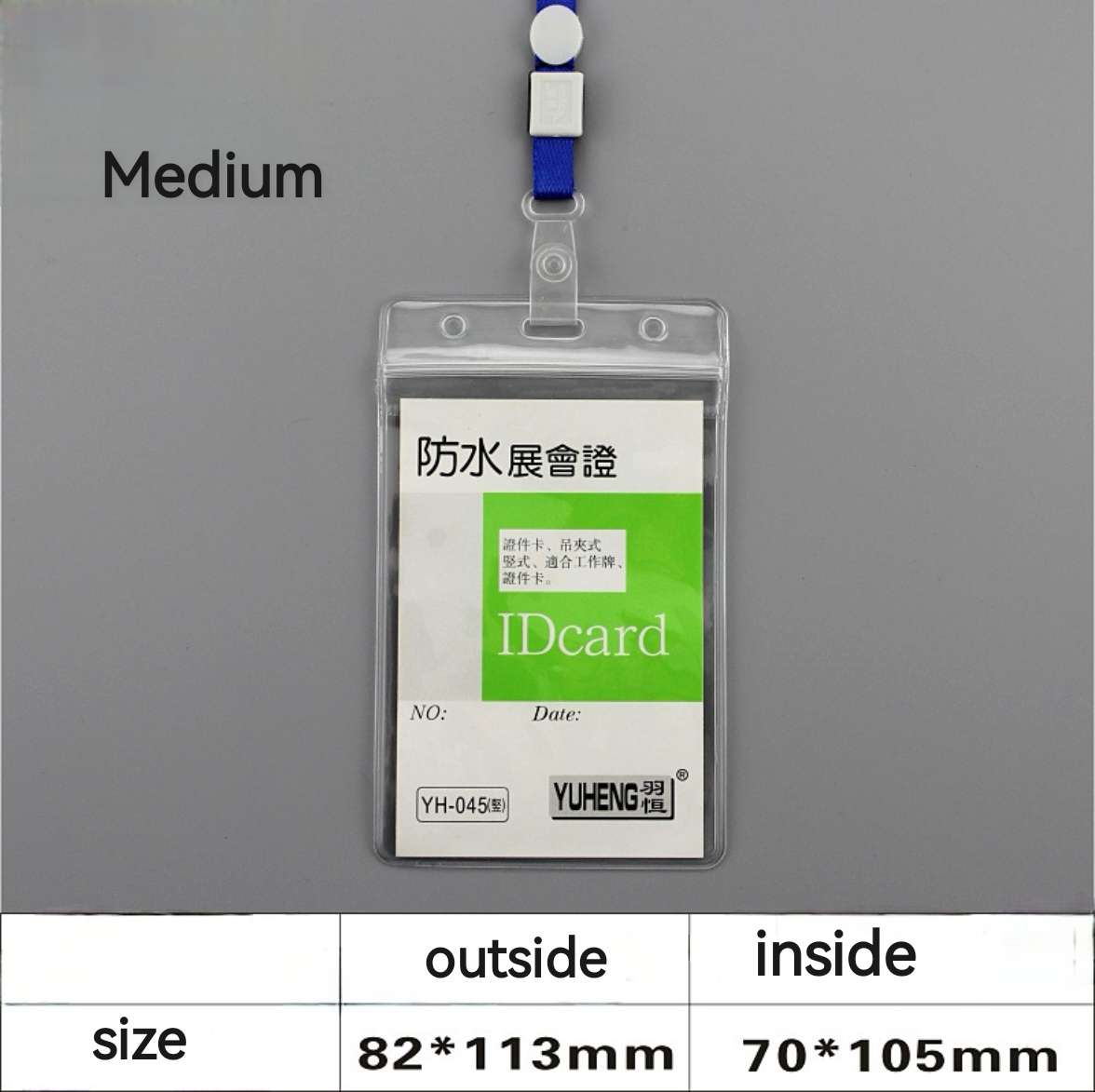 

Водонепроницаемый держатель для карт Vogue Держатель для бейджа Держатель для удостоверения личности Студент Имя сотрудника Бирка со шнурком ПВХ наконечник Держатель карты доступа Прозрачный наконечник Medium vertical