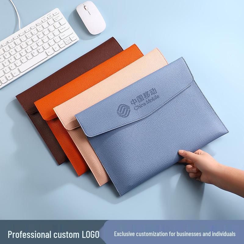 A4 Leather Storage File Bag - Portable Archive Folder with Logo Option