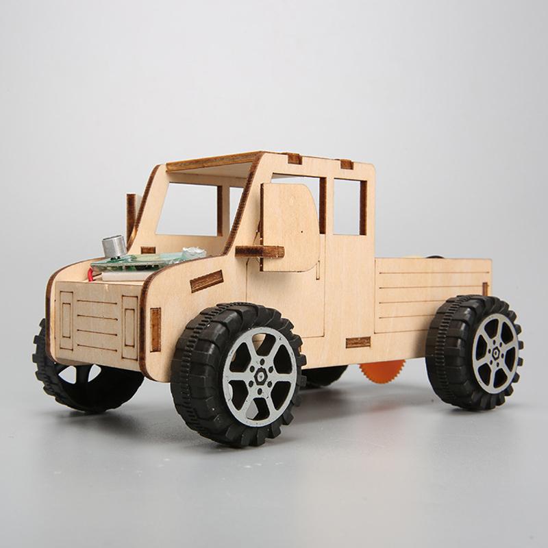Voice Control Car Children's Technology Handmade Small DIY Car Material Package Students Steam Science Education Toys