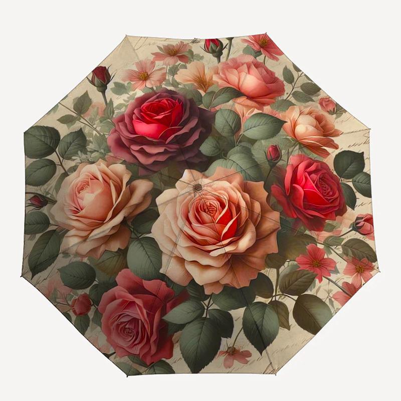 

1pc Rose Floral Pattern Umbrella Design Automatic Opening and Closing Umbrella, High-quality Travel Umbrella, Lightweight and Portable, -79