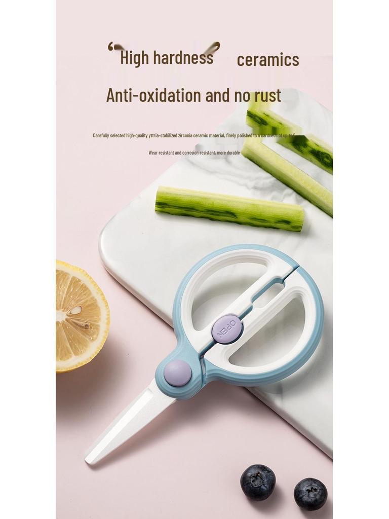 Portable Ceramic Scissors for Cutting Meats and Grinding Food - Ideal for Babies, Children, and Elderly Use During Steaming and Boiling