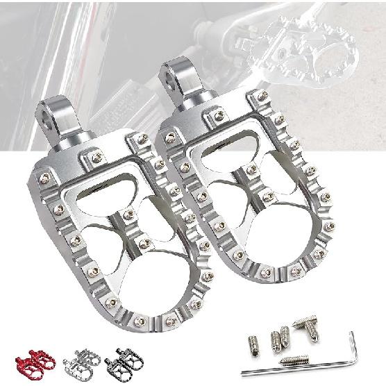 StarknightMT CNC Wide Fat Footpegs 360° Roating MX Foot Pegs Chopper Bobber Style Compatible With Dyna Fatboy Sportster Iron 883 (Black)