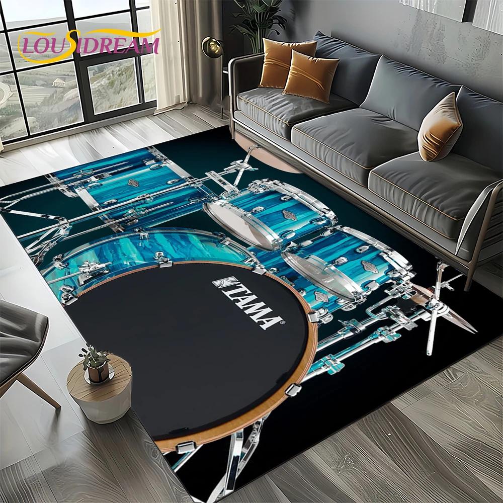 3D Music Instruments Drum Kit Drum Set Carpet Rug for Living Room Bedroom Home Sofa Decoration,Kids Area Rug Non-slip Floor Mat