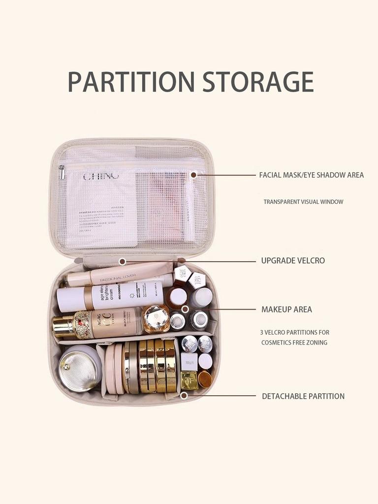 PU Leather Makeup Bag with Large Capacity, Portable, and High-end Outdoor Feel, Layered and Multi-layer Waterproof Makeup Ca