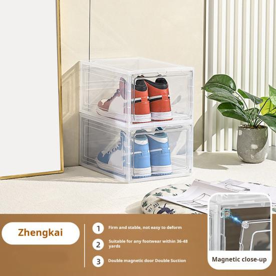 Průhledný úložný box na boty s magnetickými dvířky Velkokapacitní Stohovatelný Průhledný Prachotěsný