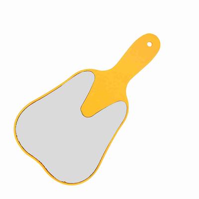 Fashionable Cute Handheld Mirror Compact Plastic Handle Hand Mirror Tool(Yellow)