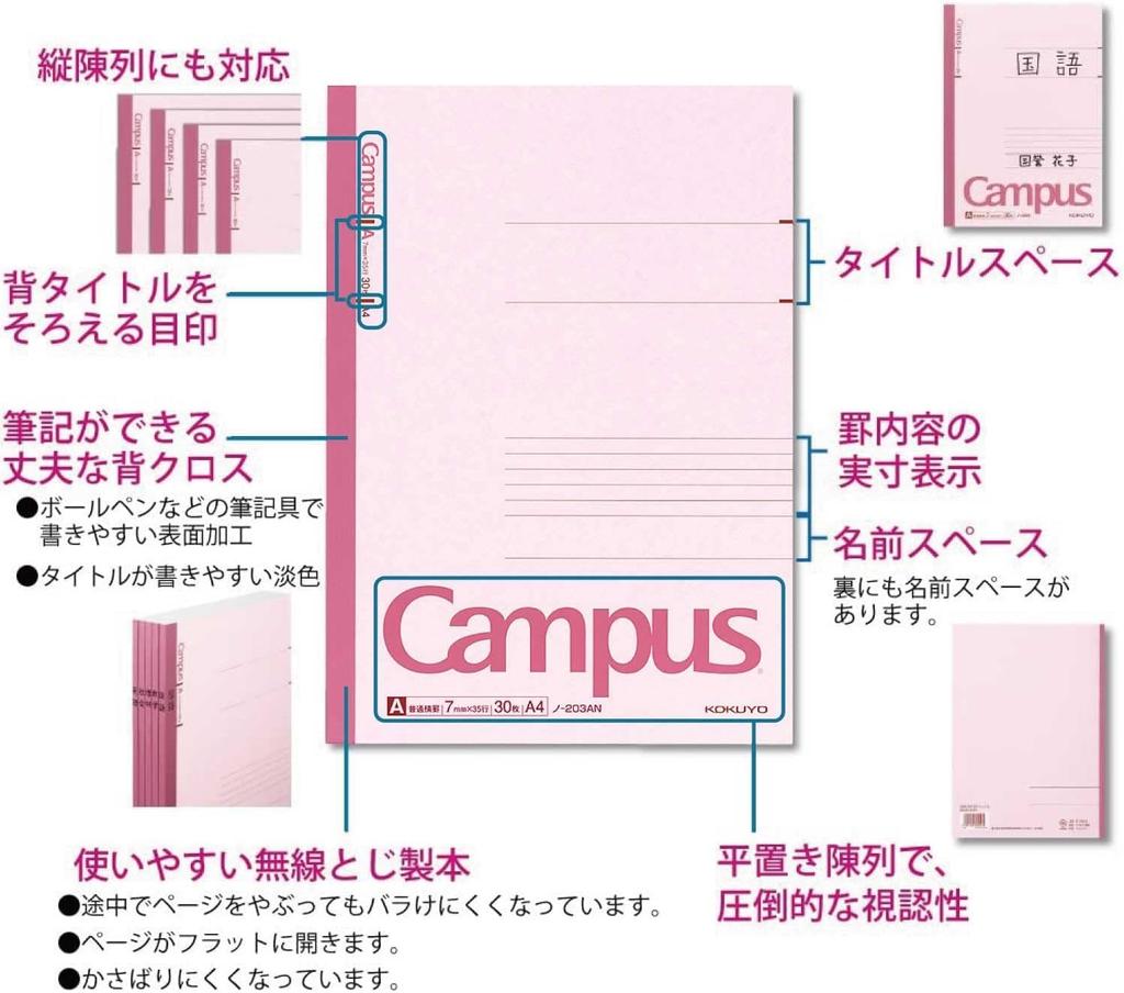 KOKUYO Campus A4 30 Notebook, Size, Ruled, Sheets, 10-pack (No. 203AX10)