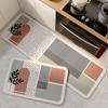 2-Piece Set Geometric Patterned Rugs Water-Absorbent Quick-Dry Kitchen Mats Bathroom Anti-Slip Door Mats Home Decor