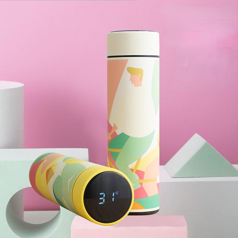 Portable  Intelligence Thermos Cup 500ml Vacuum Flasks Portable Stainless Steel Thermos Cup Water Bottle Travel Tea Mug Office Thermos Cup