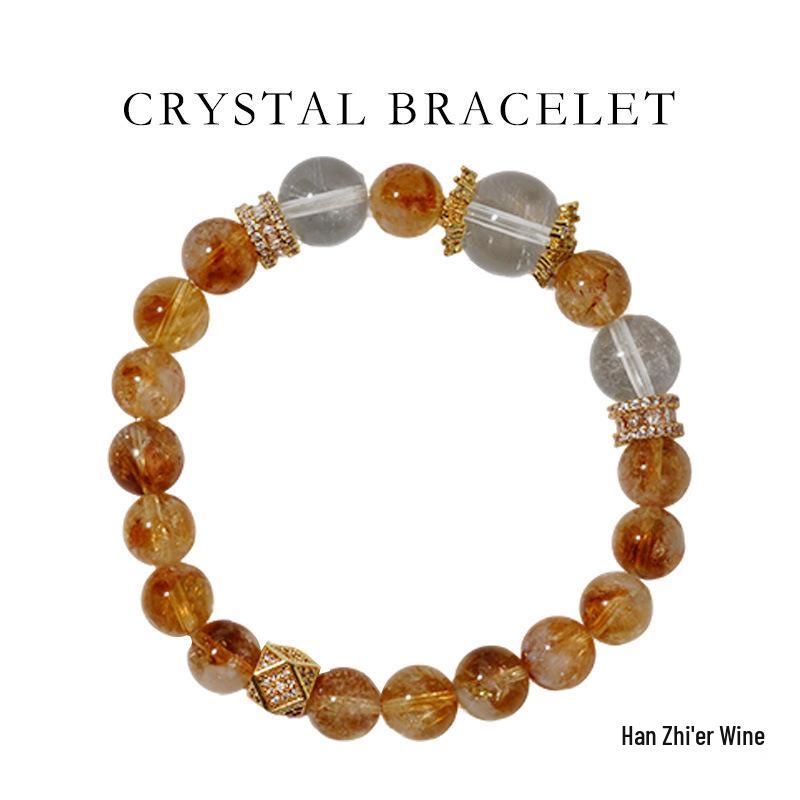 Han Qian er High-End White Crystal Yellow Flower Versatile Bracelet ZB0043 - Attracts Wealth оранжевый