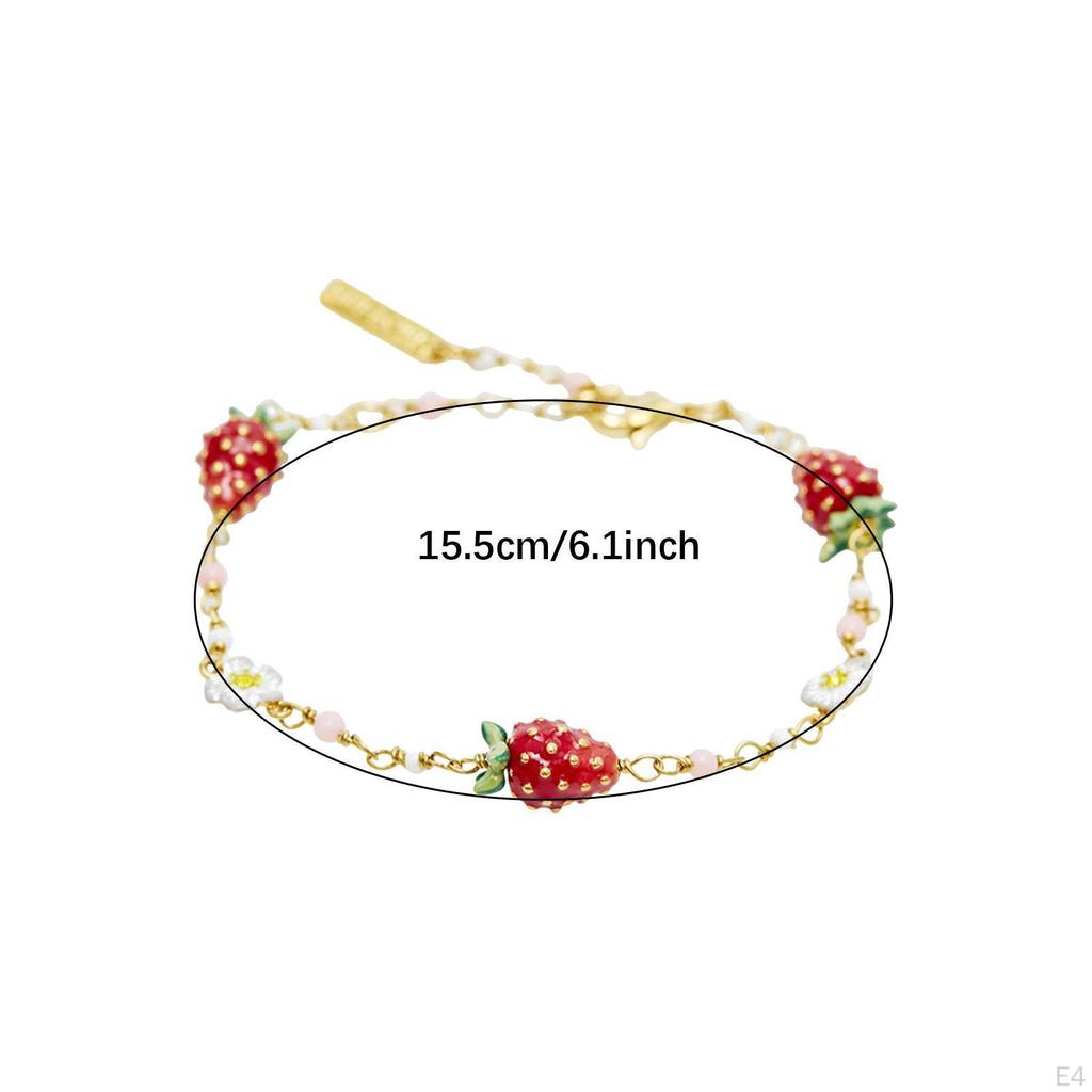Strawberry Bracelet Chain Cuff Charm for Wife Girlfriend Lover