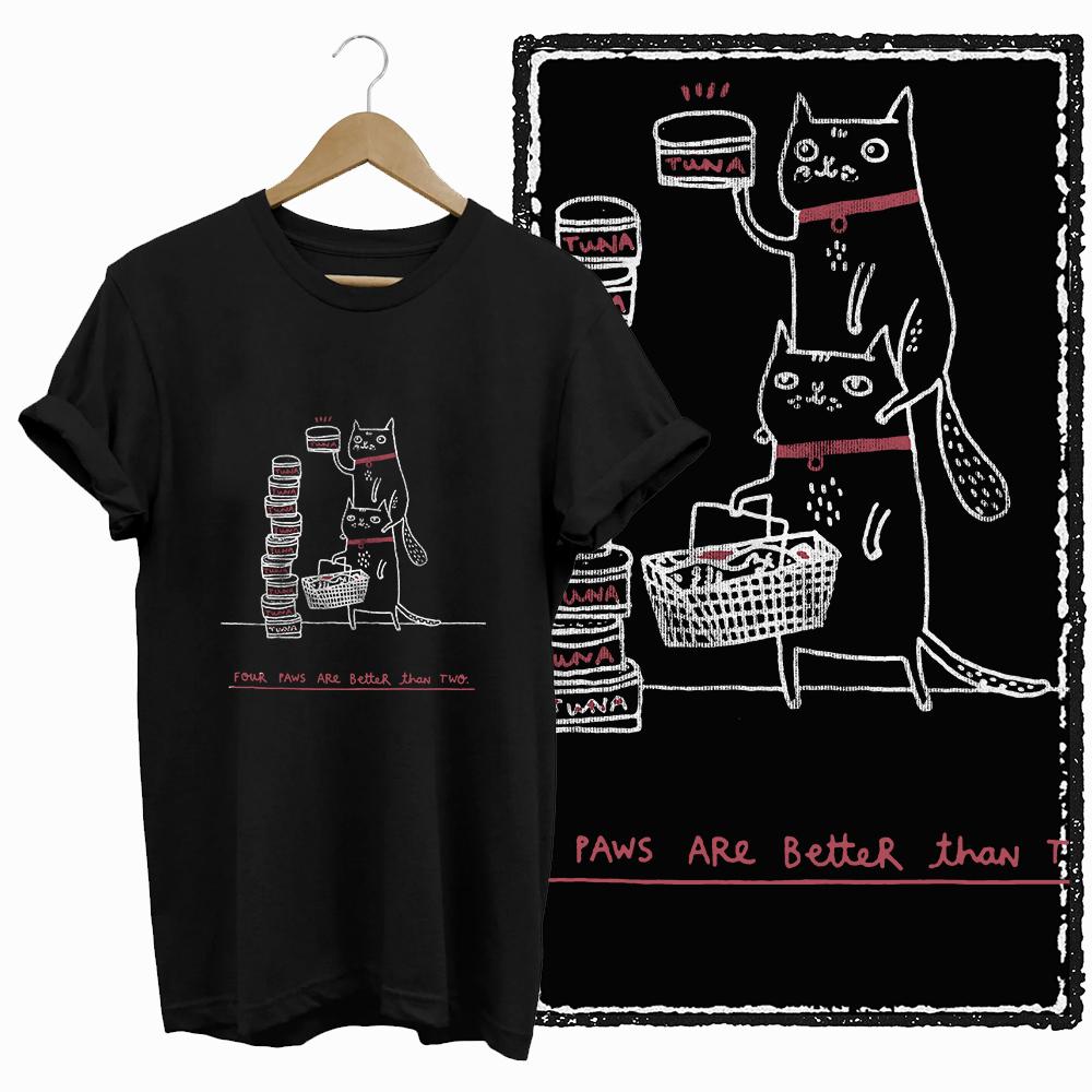 COOLMIND CAT Print  BLACK Short Seleve 100% Cotton Exclusive Graphic Women T Shirt Big Size O-neck Cotton Cat Lover Women Tshirt