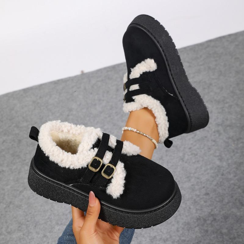 

New Style of Fashionable and Casual Women s Shoes with Thick Soled Snow Boots and Lace-up Cotton Shoes 36 чёрный