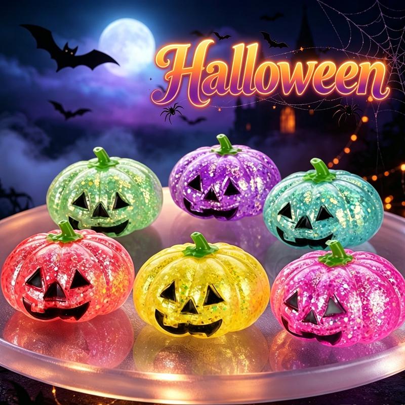 Halloween Pumpkin Squishy Fidget Maltose Glitter Dumpling Squeezing Ball Stress Relief Figurine Halloween Party Favor Gifts