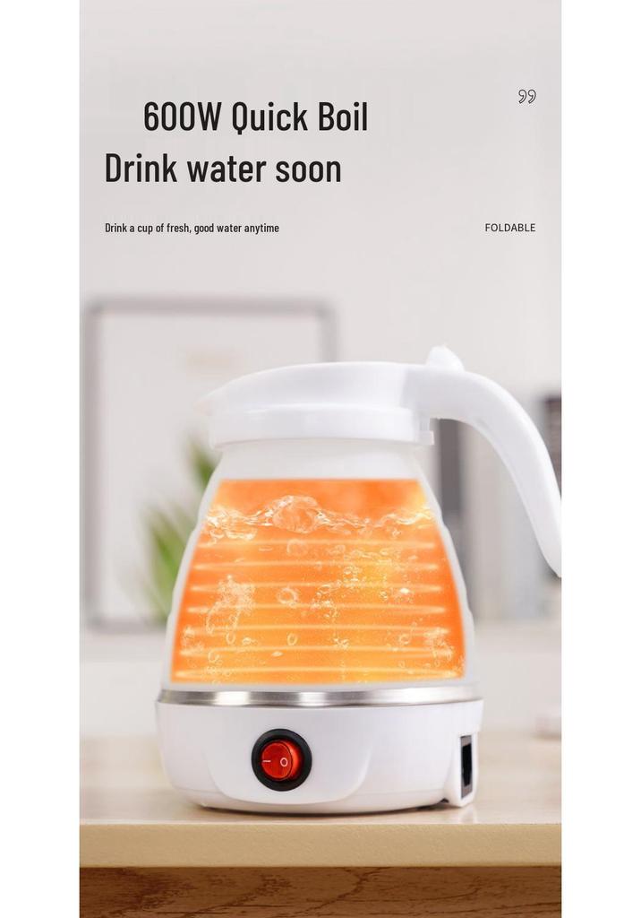 Compact Silicone Electric Travel Kettle - Collapsible and Portable Design