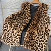 Leopard Print Faux Fur Winter Vest - Women's Mid-Length Soft Warm Coat