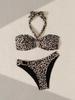 2024 Leopard Print Lace-Up Strapless Two-Way Sexy Bikini Swimwear