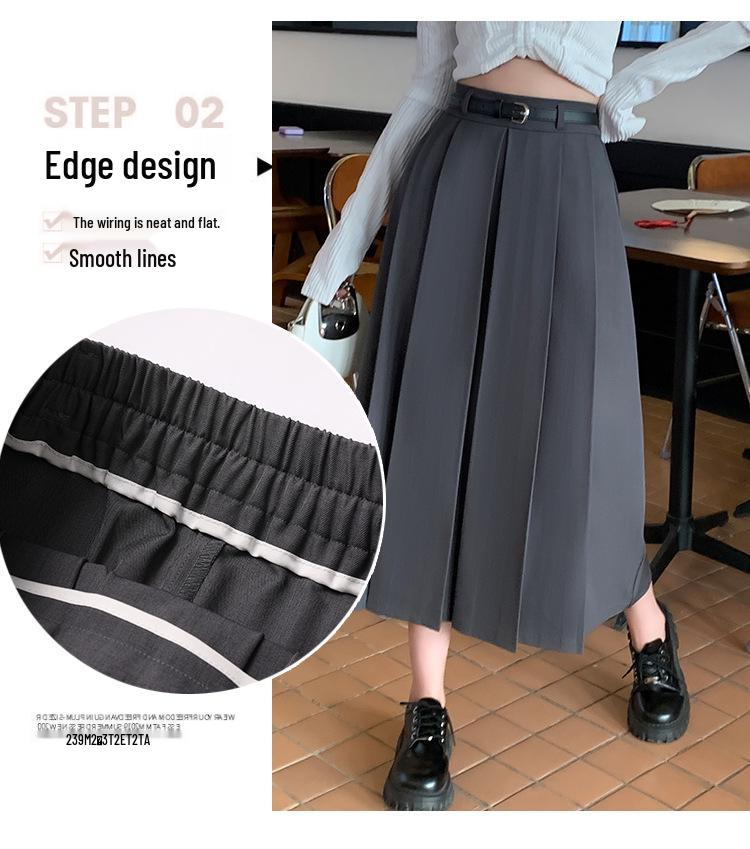 Women's Summer High-Waisted A-line Pleated Drape Skirt Suit