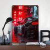 Black Sports Car In Neon Rain Printed Poster Customized Wall Art Retro Vintage Metal Tin Signs for Room Decoration Bedroom House