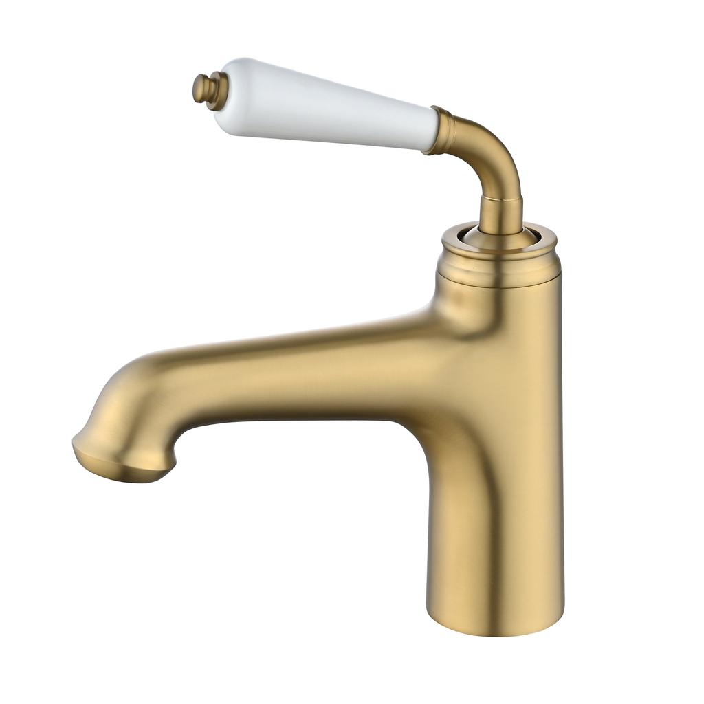 Gold Bathroom Basin Faucet Hot and Cold Crane Brass Sink Mixer Single Lever Sink Faucet Water Faucet Crane Brush Gold