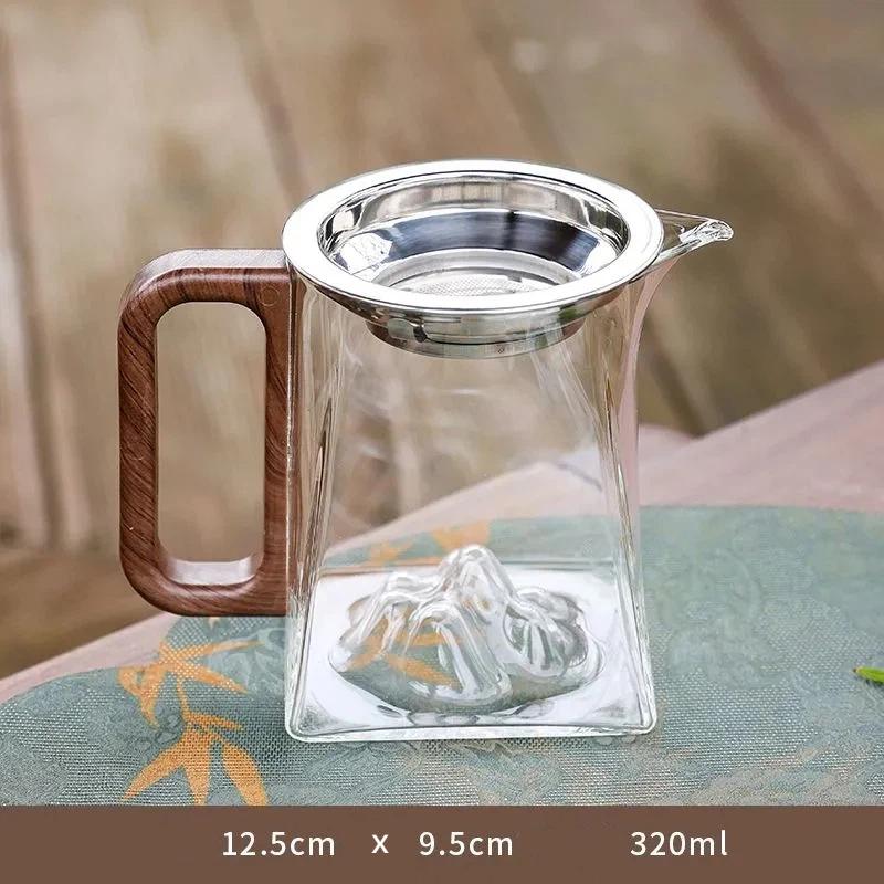 Japansk värmebeständig tekanna i glas med handtag & rättvisekopp – Glas teservis för bryggning