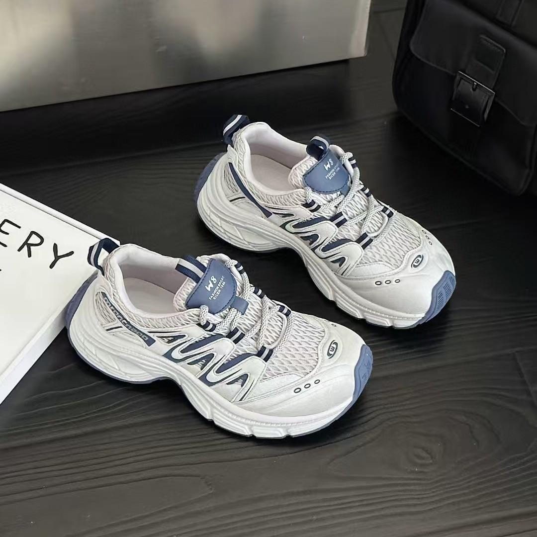 

Женские кожаные кроссовки «папины кроссовки» осенние новые жареные уличные спортивные повседневные туфли универсальные на платформе для бега 35 синий