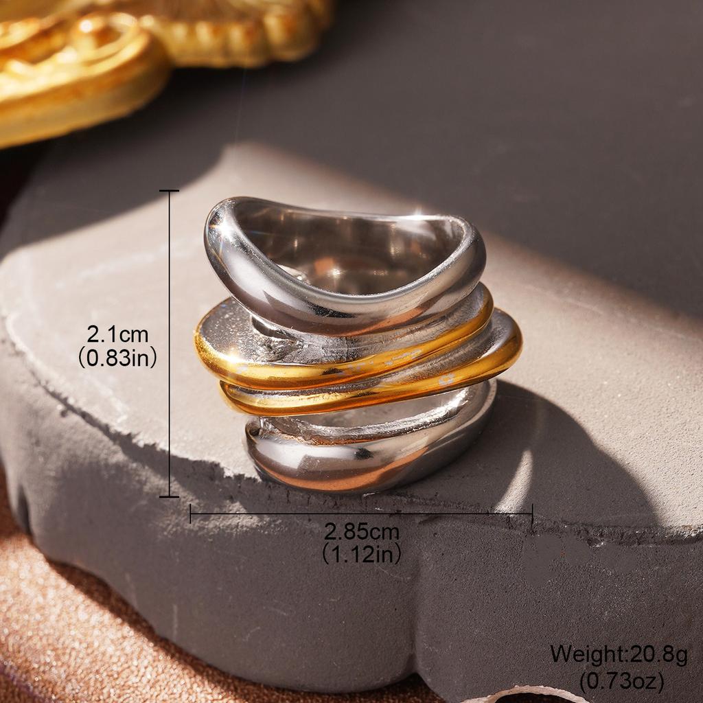 Cold wind fashion stainless steel European and American ring temperament line high-end sense gold hand jewelry