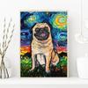 Funny Dogs Starry Night Van Gogh Canvas Painting Abstract Print Dog German Shepherd Bulldog Posters Wall Art Picture Home Decor