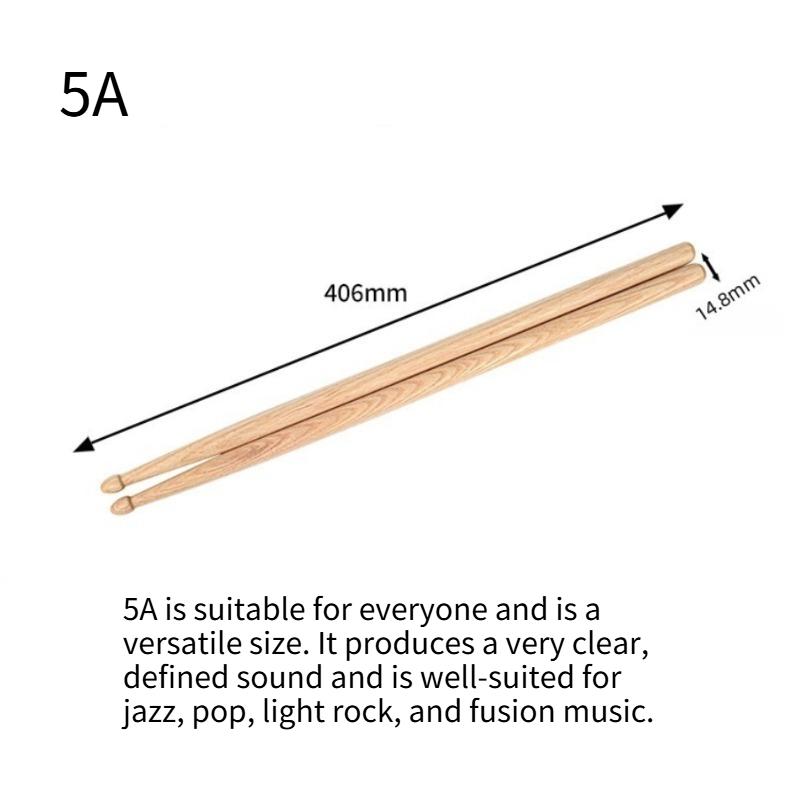 

1 Pairs 5A/7A Maple wood imported from Canada Mallets Ideal for All Ages Durable Practice Drum Sticks for Jazz and Percu