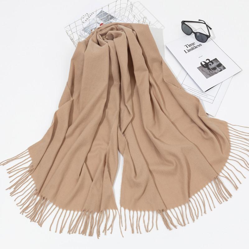 Autumn And Winter New Women'S Cashmere Scarf Solid Color Imitation Cashmere Pulling Scarf Thick Embroidery Cashmere Shawl
