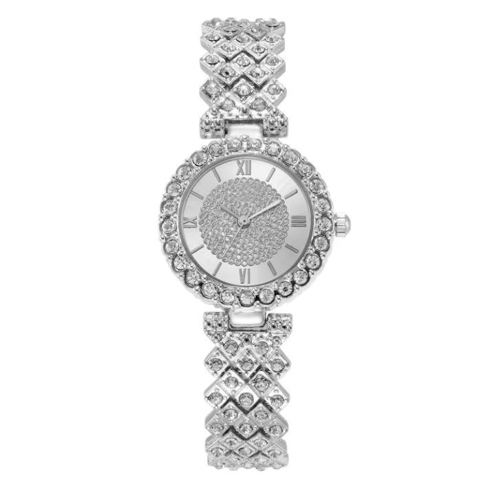 New Korean Version Of Women'S Watch Women'S Alloy Full Diamond Quartz Bracelet Set