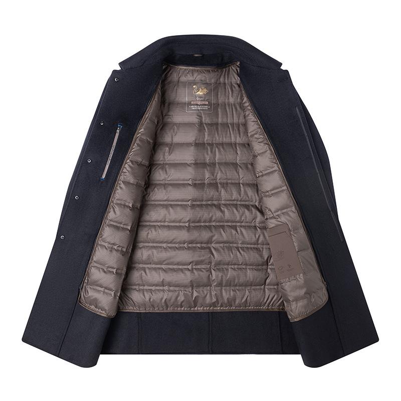 Men's Premium Double-Faced Wool Coat with Detachable Down Liner - Slim Business Windbreaker Jacket