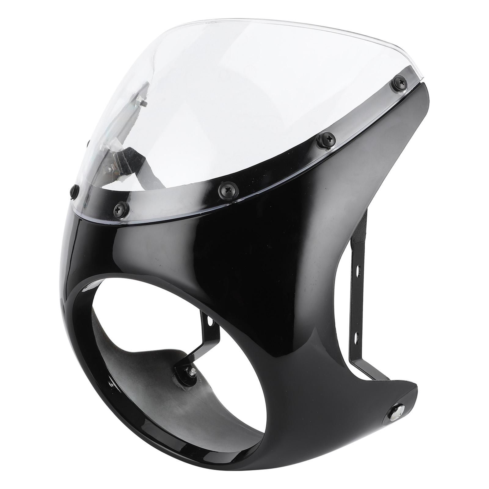 

7-дюймовий обтічник фар Вітровий дефлектор лобового скла універсальний для мотоцикла(Глянцевий Чорний Прозора Лінза )