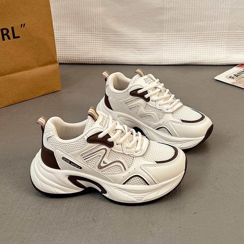 Stepping On Shit Thick-soled Sneakers for Women's 2025 New Spring and Autumn Season Shows Small Popular Feet, Soft-soled Dad Shoes Are Versatile 2117