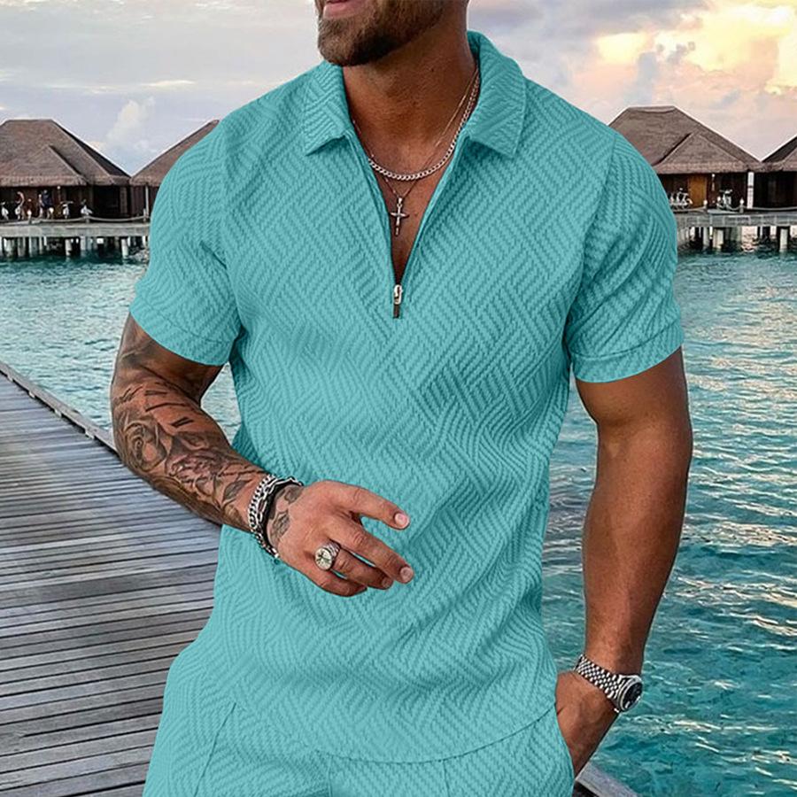 European and American POLO Lapel New Casual Short-sleeved 3D Pattern Spot Summer Daily T-shirt