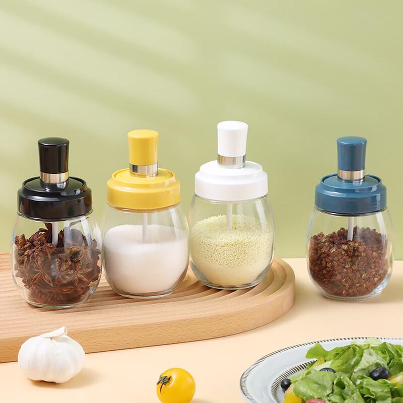 Baijie Spoon-Lid Glass Spice Jar Set