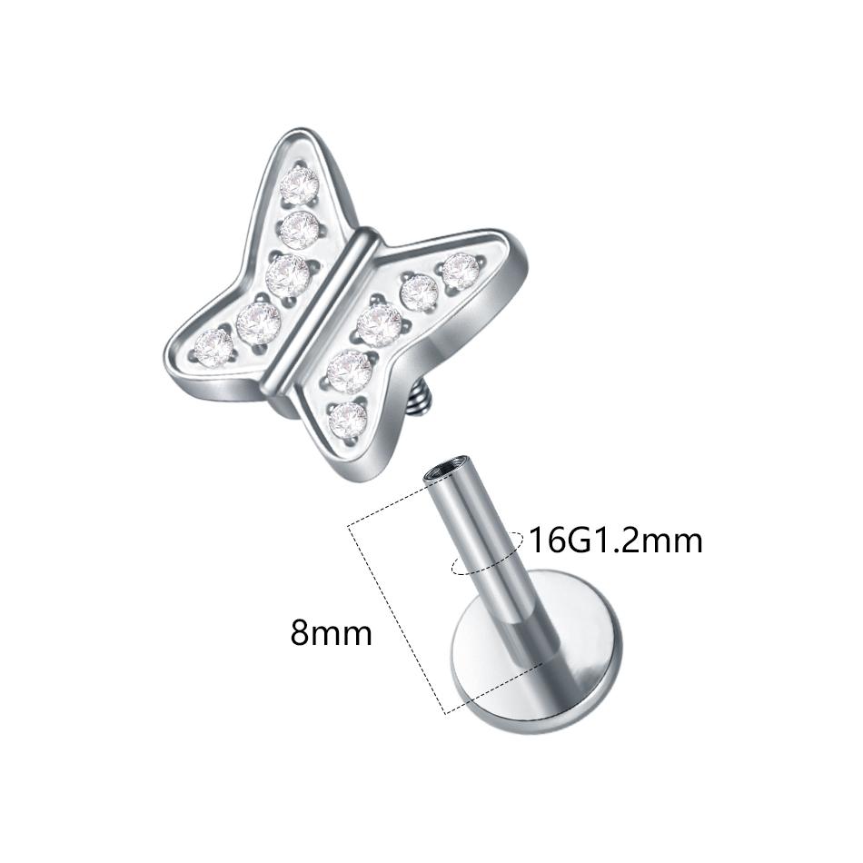 Titanium Internal Threaded 16G Animal Series Snake Cat Fish CZ Labret Piercing Jewelry Conch Helix Cartilage Earring Stud