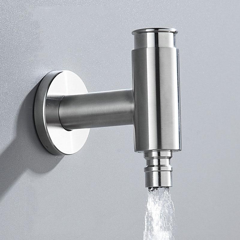 Black 304 Stainless Steel Faucet For Washing Machine Wall Mounted Balcony Mop Pool Tap Press Switch Single Cold Tap