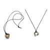 Abstract Hollow Metal Pendant Necklace Black PU Leather Cord Neckchain Adjustable Sewater Chain Fashionable Choker