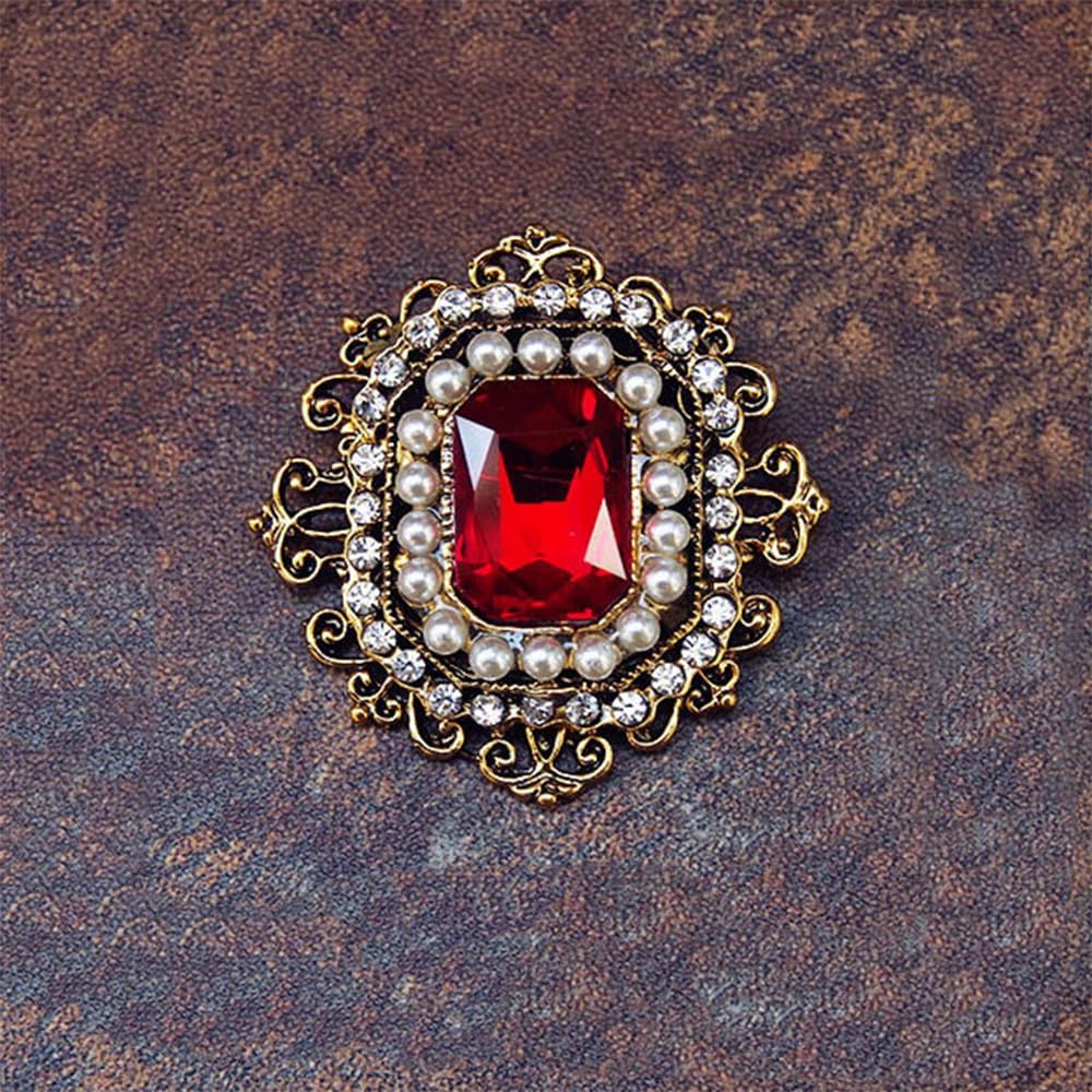 Vintage Rhinestone Brooch for Women Girls Baroque Rectangle Crystal Simulation Pearl Corsage Wedding Gift