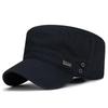 Men's Breathable Cotton Adjustable Flat Cap with Eyelets and Metal Label